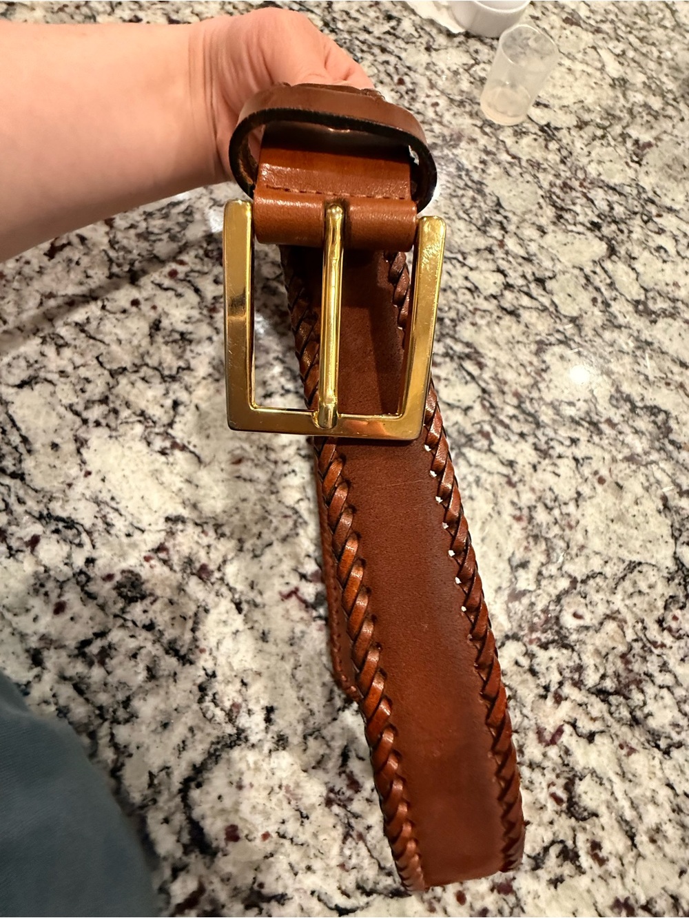 Ermenegildo Zegna Men's Brown Braided Leather Belt with solid brass buckle - Picture 12 of 14